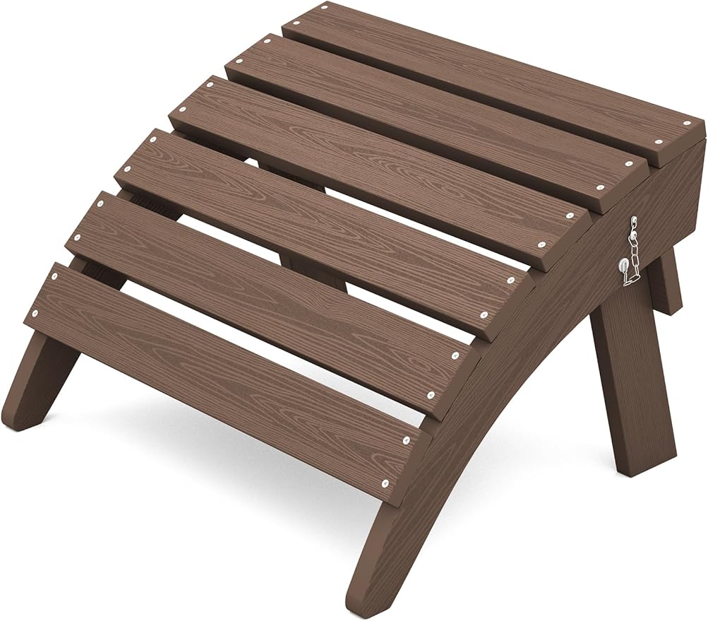 KINGYES Folding Adirondack Ottoman for Adirondack Chair, Brown