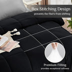 JOLLYVOGUE King Comforter Set, Ultra-Soft Bed in a Bag King Size 7 Pieces, Oeko-TEX Certified Bedding Set with Down Alternative Comforter, Sheets, Pillowcases & Shams, Black & Light Grey