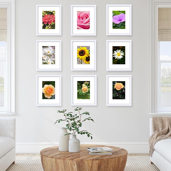 12 Packs 8x10 Picture Frames, Display 5x7 with Mat or 8x10 Without Mat, Gallery Wall Frame Set, 8 by 10 Frames Bulk Set of 12 Collage Wall Decor Photo Frames Set for Wall and Tabletop, White