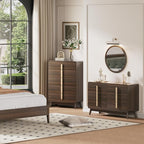 Dresser for Bedroom with 5 Drawers,Mid Century Modern Dresser with Storage,31" Wide Modern Chest of Drawers with Metal Handles,Large Wood Drawer Organizer for Bedroom,Living Room,Walnut