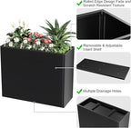 Tall Metal Cube Planter for Outdoor Plants 36" L x 12" W x 26" H, Heavy Duty Steel Large Planter Box with Removable Insert Shelf, Modern Décor for Tall Plants, Trees, Flowers (Black)
