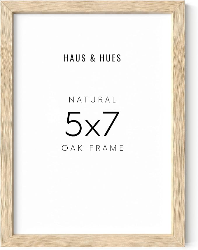 HAUS AND HUES Wood Picture Frame, 5x7 inches, Beige (Natural Oak, Poster Type, Set of 1)