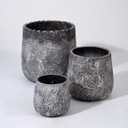 Craft flowerpots 18"+13"+19" Dia Round Concrete Planter Set of 3 Large Outdoor/Indoor Planter Pots Containers with Drainage Holes and Rubber Plug for Home Garden (Dark Gray, Large)