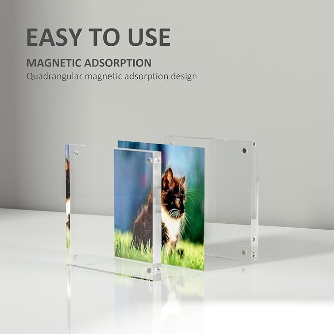 4 Pack Clear Booth Photo Frame 5'' x 5'', Perspex Square Picture Frame, Acrylic Photo Frame for 5x5, 4x4, 3x3 Picture Display, Frameless, UV Protection