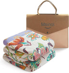 Cotton Throw Blanket Pure Cotton Floral Pattern Large Throw Blanket for Bed Summer Blanket Throw Farmhouse Decor Sofa Cover Bed Decoration (80"x90",05-Butterfly and Flower)