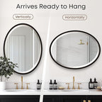 OVALCREST - Oval Wooden Beveled Wall Mirror for Home Decor, Bathroom, Vanity, Bedroom, Living Room, Hallway - London Style (Rubbed Black) 23.1 x 29.1