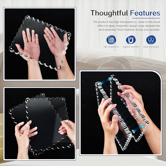 acrylic photo frame- 2Pack Scalloped Picture Frames 8×10 Inch, 15+15mm Thick BlockClear Glass Photo Frame with Thick Block | Modern Home Gift Set (2 Pack, 8X10)