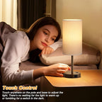 Touch Bedside Table Lamp with USB - 3 Way Dimmable Brown Lamp for Bedroom Nightstand, Desk Lamp with Charging Station for Dorm, Office, Kids Room, Living Room