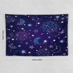 HZOHNAGO Boho Sun Moon Tapestry Purple Blue Sun Stars Galaxy Pattern Printed Wall Tapestry Wall Hanging for Bedroom Living Room Dorm 90" W x 60" H