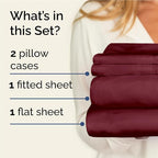 Twin XL Sheets Set 4 Piece - Includes 2 Pillowcases - Bed Sheets Twin XL Size - Soft Hotel Luxury Bedding - Cooling, Comfy & Breathable - 1 Flat & 1 Fitted & 2 Pillowcases w/ Deep Pockets - Burgundy