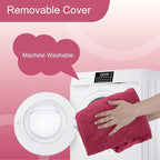 MeMoreCool Square Stuffed Pouf Ottoman Foot Rest, Floor Pouf Foot Stool with Foam Chunk Filling, Soft Stuffed Ottoman Footrest for Living Room, Magenta