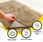 Muddy Mat® 4-Piece Beige Medium 30"X19" AS-SEEN-ON-TV Highly Absorbent Microfiber Door Mat, Bath Mat and Pet Rug, Non slip Thick Washable, Soft Chenille for Kitchen Bathroom Bedroom Indoor and Outdoor