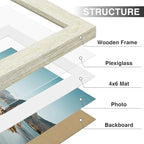 Vittanly 5x7 Picture Frames Set of 9, Shatter Resistant Plexiglass, Display 4x6 Pictures with Mat or 5x7 without Mat, Photo Frames for Wall or Tabletop, Engineered Wood, Cornsilk