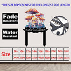 Personalized Mushroom Metal Sign with Stake,Custom Gardener Family Name Signs Outdoor Decor,Customized Flowers Gardening Birthday Gifts,Butterfly Plaque for Patio Lawn Porch Backyard Front Door Garage