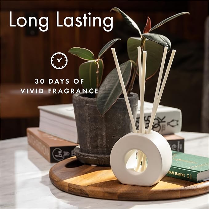 ScentAir Infused Liquidless Reeds | Includes 25 Flameless Reeds and 1 Decorative Vase, White | Essential Oil Aroma Diffuser Sticks | Fresh Spa Scents | Gifting Fragrance | Aloe Oasis