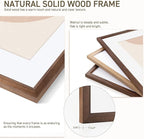 24x36 Poster Frame Natural Solid Walnut Photo Frames with 20x30 Removable Mat Wall Hanging Large Handcrafted Frame with HD Plexiglass Wall and Tabletop Display Large Picture Frame