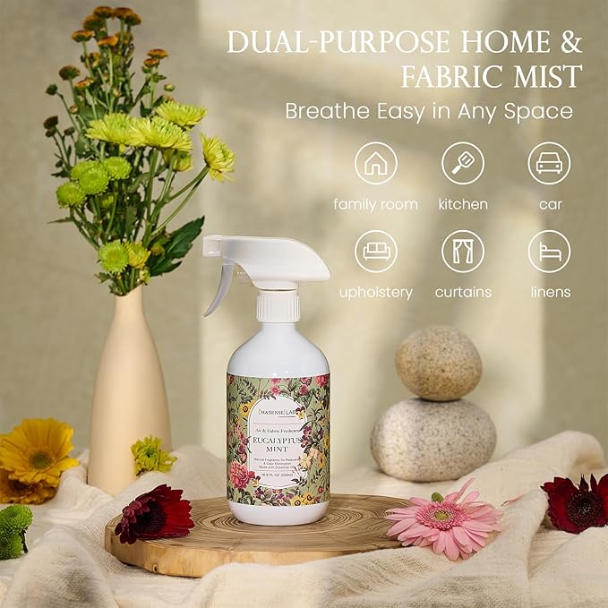 ‌M&SENSE Air & Fabric & Pet Odor Eliminator Spray - 16.9oz Large Size Natural Safe Air Freshener Eucalyptus Mint Scented Deodorizer for Home Eliminates Smoke Musty Smells, Ideal for Entryway Bathroom