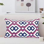 Alysheer Embroidered Lumbar Decorative Throw Pillow Cover 12"x 20", Classic Boho Geometric Embroidery Pattern Cotton Rectangular Cushion Case for Sofa Couch Living Room Bedroom(Blue Pink)