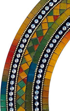 Mosaic Mirror, Wall Art Décor – Handcrafted Decorative Wall Mirror, Autumn Green, Deep Blue, and Brown Round Mosaic