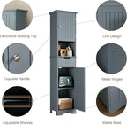 ChooChoo 67" Tall Bathroom Storage Cabinet Freestanding with Adjustable Shelves, Narrow Storage Linen Cabinet with 2 Doors and 1 Drawers for Bathroom, Living Room, Kitchen, Grey