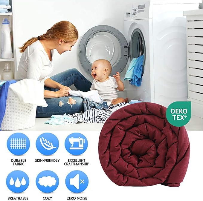 EASELAND Oversized King Down Alternative Comforter - Quilted Duvet Insert for All Seasons, Soft Lightweight with Corner Tabs, Summer Winter Warm Bedding, Burgundy 98x116 Inches