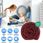 EASELAND Oversized King Down Alternative Comforter - Quilted Duvet Insert for All Seasons, Soft Lightweight with Corner Tabs, Summer Winter Warm Bedding, Burgundy 98x116 Inches