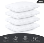 Utopia Bedding Bed Pillows for Sleeping King Size (White), Set of 4, Cooling Hotel Quality, Gusseted Pillow for Back, Stomach or Side Sleepers