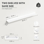 55.1 Inches Long Floating Shelves, 2 Set Rustic Wall Shelf for Bedroom, Nursery Book Shelf with Lip, Picture Ledge Shelf for Living Room, Bathroom, Kitchen - White