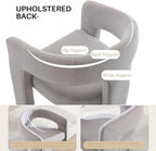 Grey Chenille Dining Chairs Set of 2, Modern Barrel Dining Room Chairs Upholstered Faux Fur Accent Chair with Arms and Round Back for Living Room Kitchen Armchair No Assembly Needed