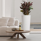 Worth Garden 2-Pack 28" H. Metal Planter with 2X Inside Pots - Hand-Hammered Texture Tall Cone Plant Pots - Large Handcrafted Flower Pot for Indoor Outdoor, Deck, Patio, Front Porch - White