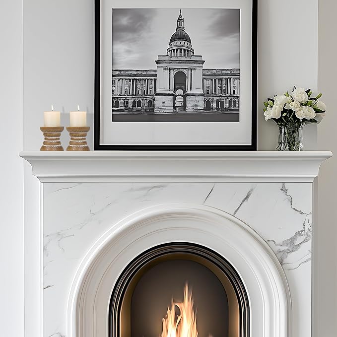 Candle Holder for Pillar Candle Set of 2, Farmhouse Wood Candle Holder, Rustic Wooden Candle Stand, Vintage Small Wooden Candlestick Holders for Living Room, Table Centerpiece, Brown