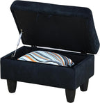 Ottoman Rectangular Storage Ottoman Bench, Flannel Footrest Stool Footstool with Lid for Living Room, Bedroom, Entryway, Brown, 28.5"x19"x17.5"