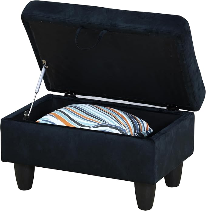 Ottoman Rectangular Storage Ottoman Bench, Flannel Footrest Stool Footstool with Lid for Living Room, Bedroom, Entryway, Brown, 28.5"x19"x17.5"