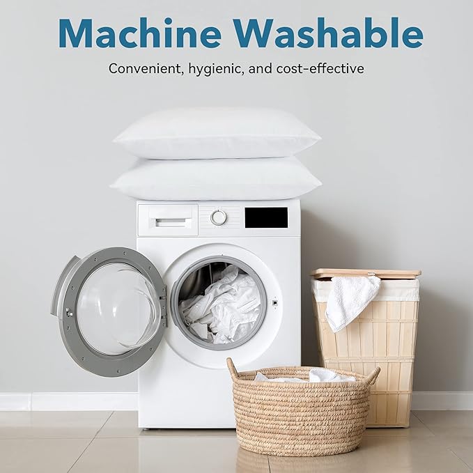 SILUI Extra Flat Thin Soft Pillows Queen Size Set of 2 Pack Bed Pillow Down Alternative Fill for Side Back Stomach Sleepers, White, 20x30 Inches