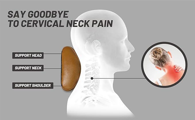 BOWERBIRD Genuine Leather Recliner Head Pillow-Head and Neck Pillow-Headrest Cushion for Neck Pain Relief and Cervical Support