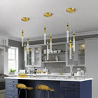 Pendant Lights Kitchen Island Light Fixtures Dimmable LED Modern Pendant Light with Bubble Crystal Pendant Lighting for Kitchen Bedroom Hallway Entryway (Gold 3-Light)