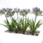 Artificial Flowers Plants for Outdoor Planters 8 Bundles Agapanthus Purple Flower Large Spring Summer Decoration 18.9 in Look Real Plasic Plant Agapanthus for Front Porch Decor