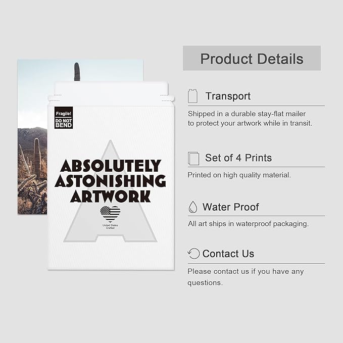 SIGNWIN Adhesive Canvas Poster Southwest Texas Arizona Saguaro Cactus Desert Landscape Nature Wilderness Photography Modern Art Decorative Zen Relax/Calm Multicolor Scenic for Bedroom - 11"x14"x4