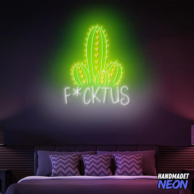 Personalized Rebel Cactus Neon Sign, Custom Funny Cactuses Decor Led Light, Flora Wall Art Lights Signs, Decorative Gifts For Friends, Brother, Kids, Bedroom, Bar, Pub