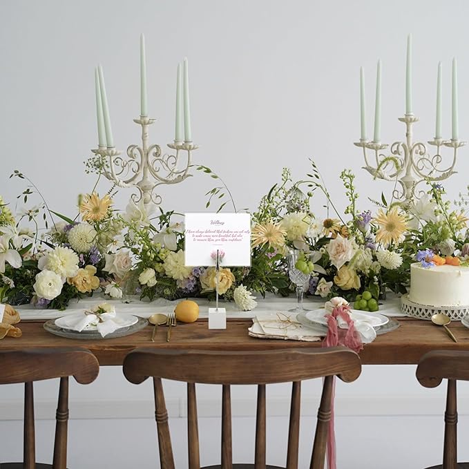 30 Pcs Place Card Holder Cube Photo Clips Holder with Alligator Clip, Table Number Holders Cube Base Memo Clips Holders for Wedding, Anniversary Party, Birthday Party, Restaurant - 4.7x1 Inch