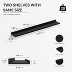 47.2 Inches Long Floating Shelves Wall Mounted, 2 Set Modern Wall Shelf for Bedroom, Nursery Book Shelf with Lip, Picture Ledge Shelf for Decor Living Room Bathroom Kitchen - Black