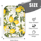 Serving Trays with Handles, 14.5 x 9.8 inch Rectangular Plastic Tray for Restaurant, Kitchen, Lemon and Lemon