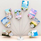 Photo Tree Holder Clip, Money Tree Gift Holder 8 Flower-Shaped Clips for Cash, Gift Cards, Photos Picture Frame Stand for Home, Office, Shop, Birthday, Festival (White)