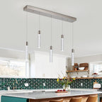 5-Light Pendant Ceiling Light Fixture for Kitchen Island, Modern Pendant Lighting for Kitchen Island,Integrated Dimmable Led Hanging Light with Crystal 40W,6000k for Kitchen…