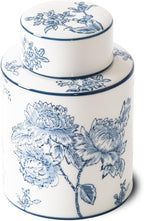 Ceramic Decorative Jars with Lid, Blue and White Ginger Jar for Home Decor, Cylindrical Vase Decor, 7.7x5.4 Inch, Flowers and Branches
