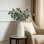 Sunddo White Vase with Handle, 10 inch Ceramic Rustic Vase, Farmhouse Decor, Boho Modern Decorations, Table, Living Room, Shelf, Mantel Decor