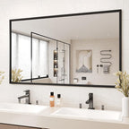 Rectangle Bathroom Mirror 60x36 Inch, Matte Black Framed, 4MM Tempered Glass, Anti-Rust, Wall-Mount Vanity Mirror for Bathroom & Bedroom, Hangs Horizontally or Vertically