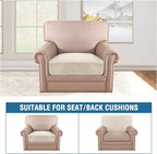 H.VERSAILTEX Velvet Stretch Couch Cushion Cover Plush Cushion Slipcover for Chair Cushion Furniture Protector Seat Cushion Sofa Cover (1 Piece Armchair Cushion Covers, Ivory)