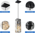Black Pendant Lighting Modern Pendant Light, Mini Crystal Chandeliers,Adjustable Pendant Light Fixture for Kitchen Island Dinning Room Bedroom (1 Pack)