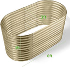 Land Guard 6x3x3ft Oval Galvanized Raised Garden Beds, Large-Capacity Metal Planter Box Outdoor, Durable Deep Raised Garden Bed 3ft Tall, Raised Beds for Gardening Vegetables, Cream Yellow